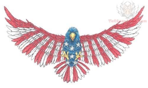 Patriotic USA Flag Eagle Tattoo Design