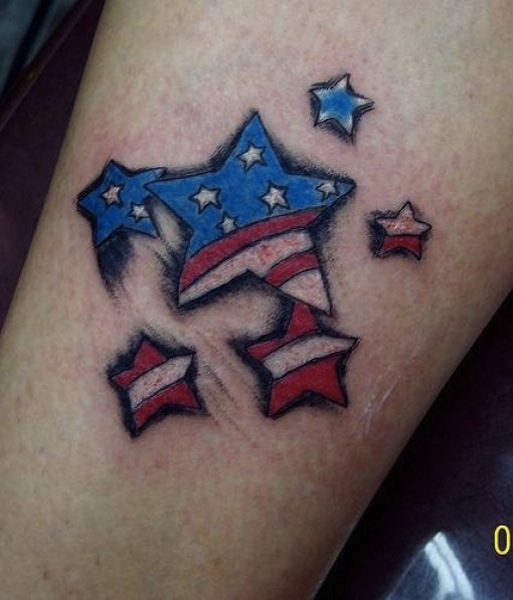 Patriotic USA Flag Stars Tattoo Design