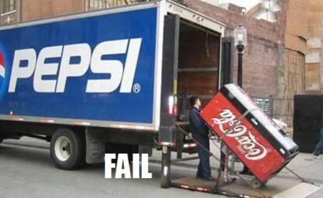 Pepsi Truck And Coca Cola Refrigerator Funny Fail Picture