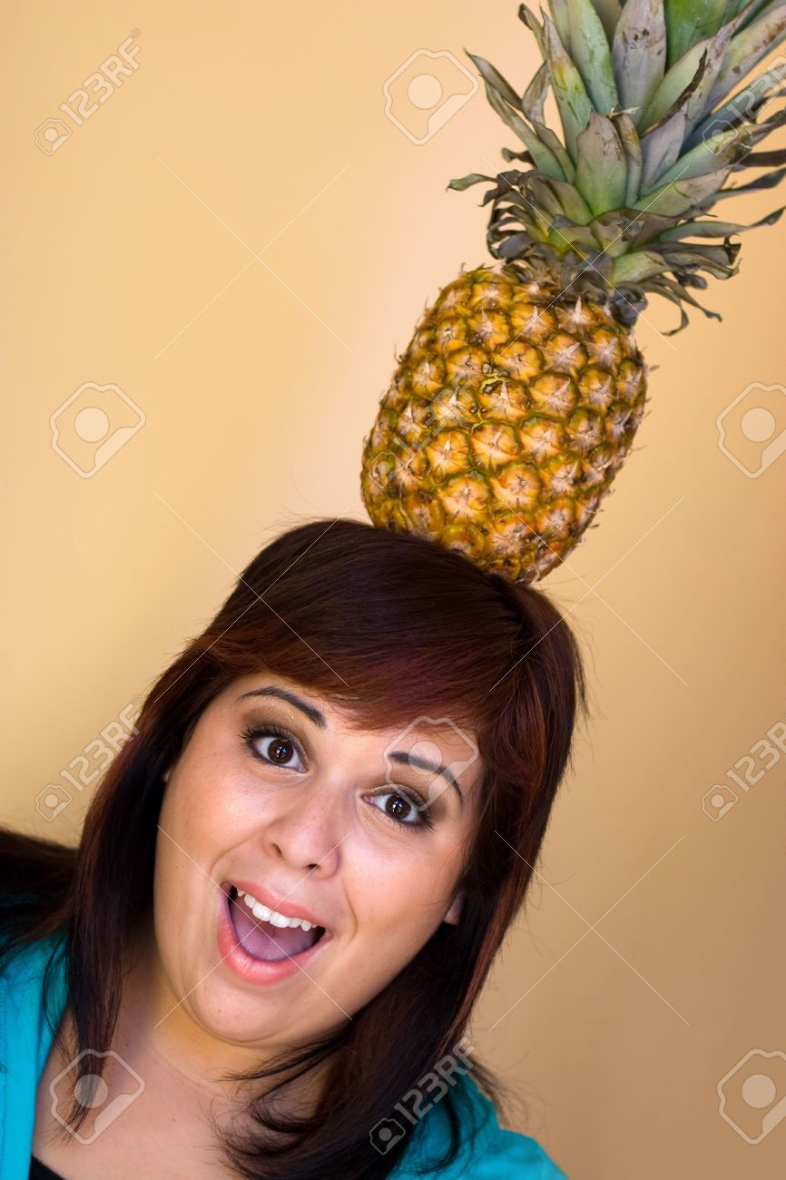 Pineapple On Girl Head Funny Picture