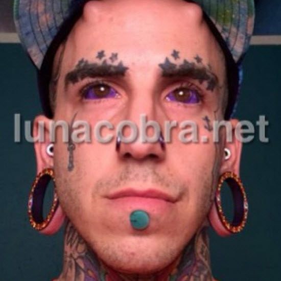 Purple Ink Man Both Eyeball Tattoo