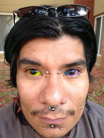 Rainbow Color Man Both Eyeball Tattoo