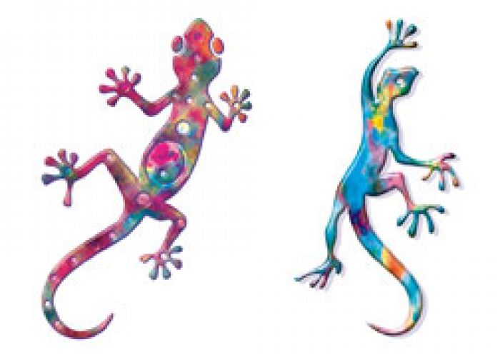 Rainbow Color Two Gecko Tattoo Design By Vicki Ashworth