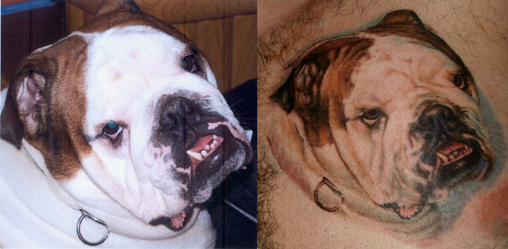 Realistic Bulldog Head Tattoo Design