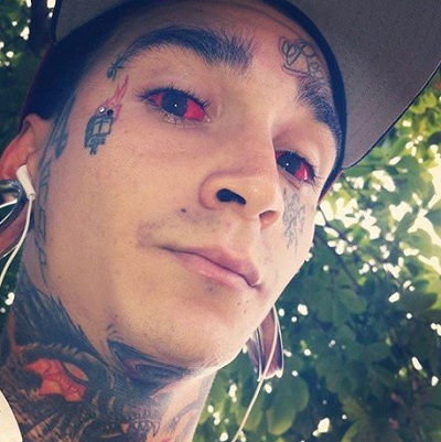 Red Ink Man Both Eyeball Tattoo