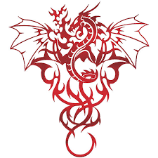 Red Tribal Dragon Tattoo Design