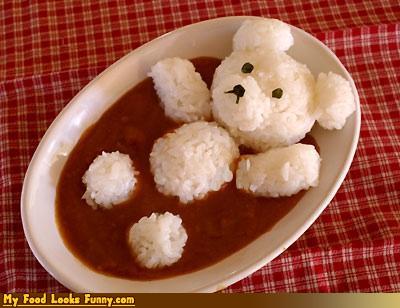 Rice Teddy Bear Food On Plate Funny Picture