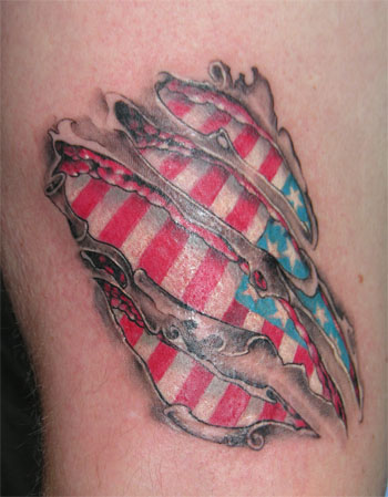 Ripped Skin Patriotic USA Flag Tattoo  Design