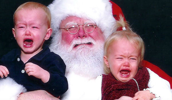 Santa Clause And Kids Funny Crying Picture