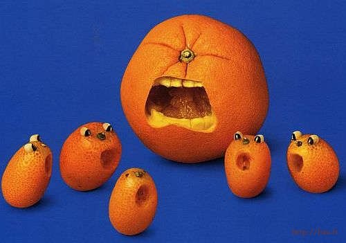Scaring Face Funny Oranges Food