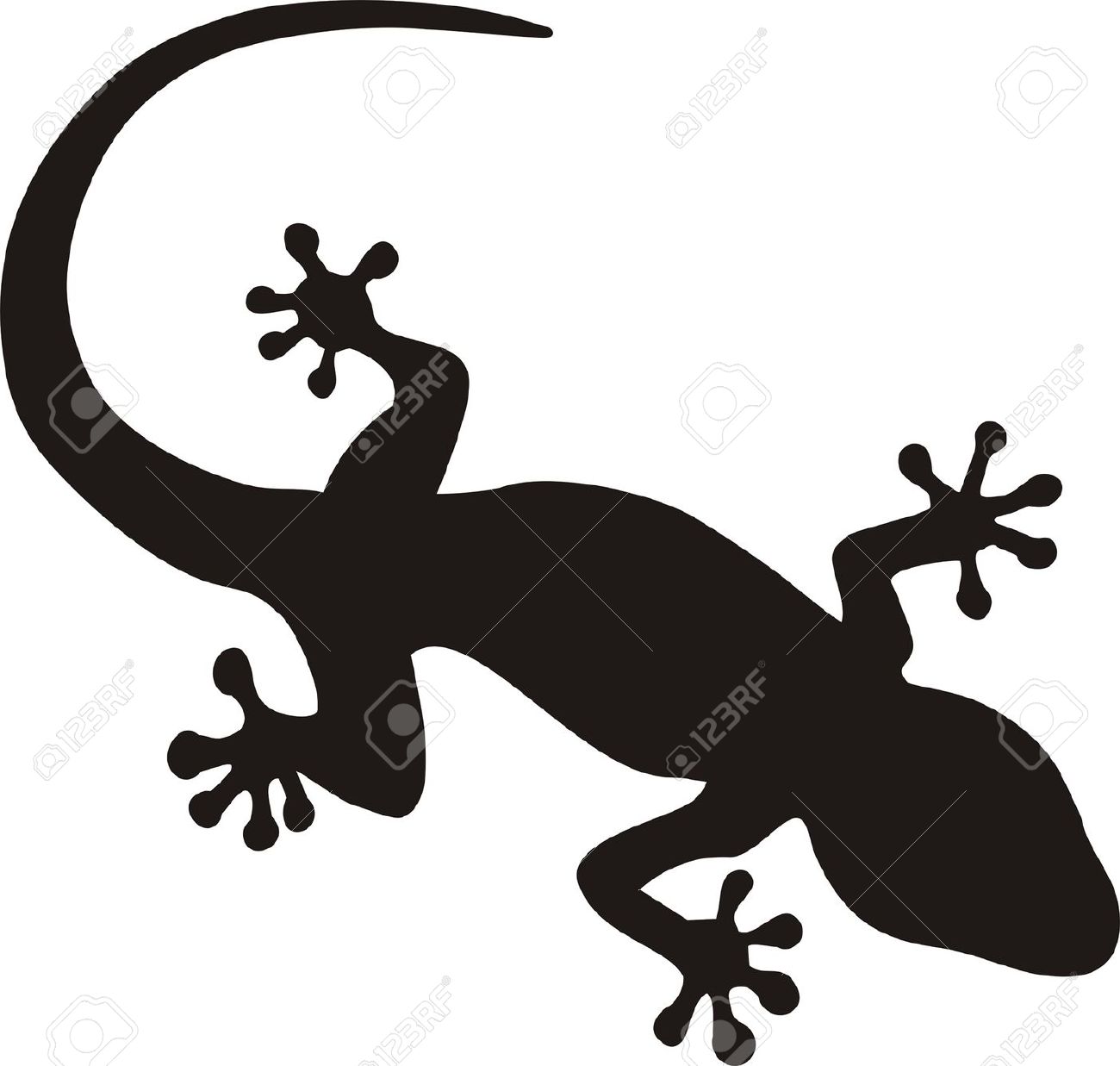 Silhouette Gecko Tattoo Stencil