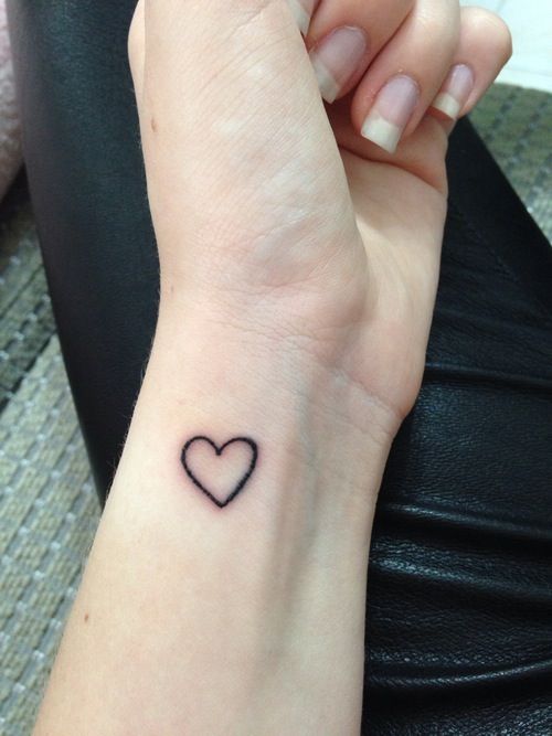 Simple Black Outline Heart Tattoo On Left Wrist