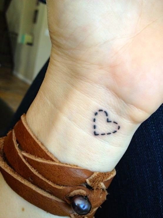 Simple Dotted Tiny Heart Tattoo On Wrist