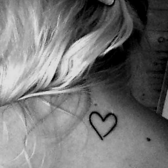 Simple Heart Tattoo On Upper Back