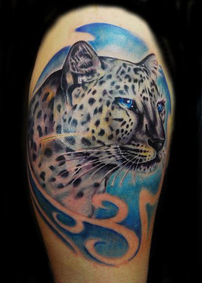 Snow Leopard Tattoo Design On Shoulder