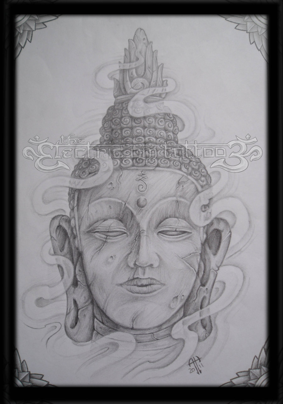 Stone Buddha head tattoo design by Ash-Harrison