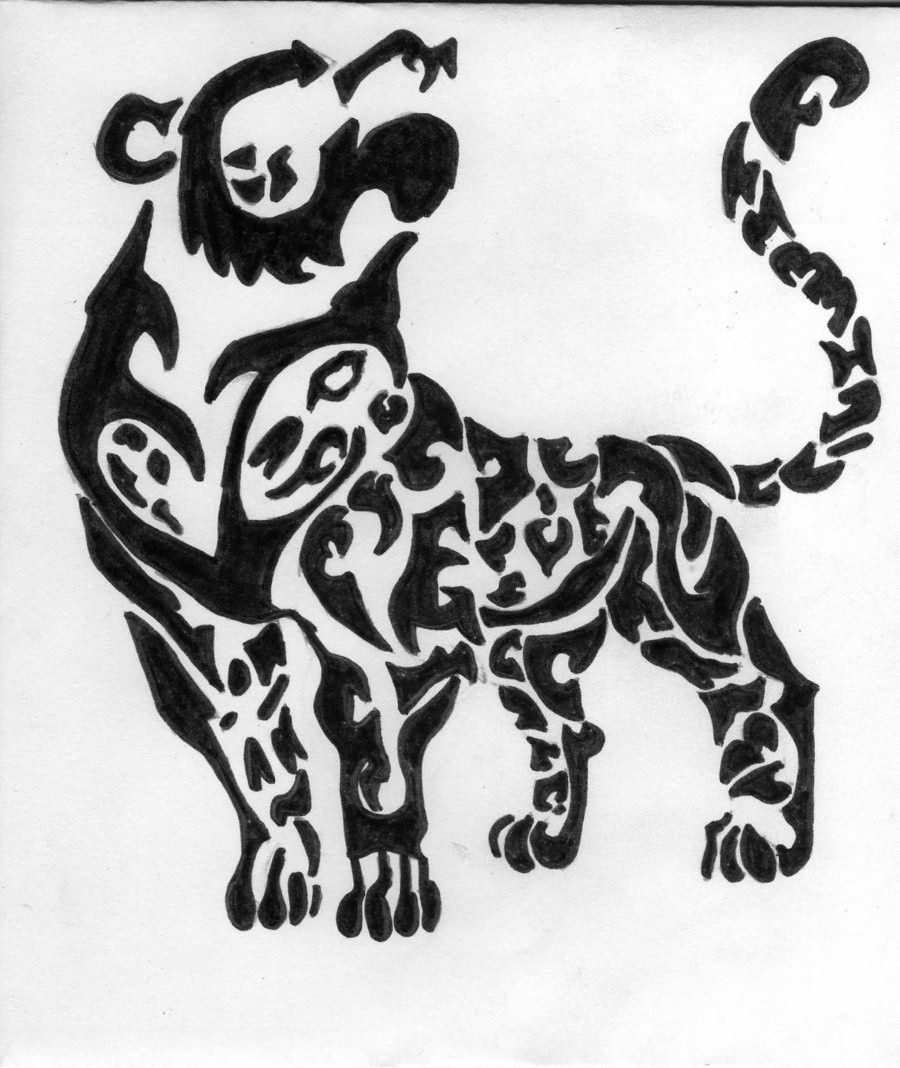Tribal Standing Leopard Tattoo Design