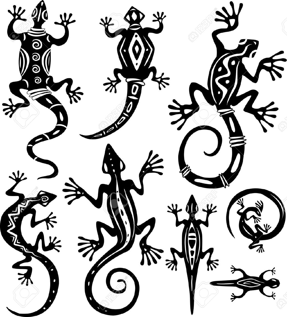 Unique Black Gecko Tattoo Flash