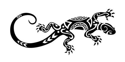 Unique Black Gecko Tattoo Stencil