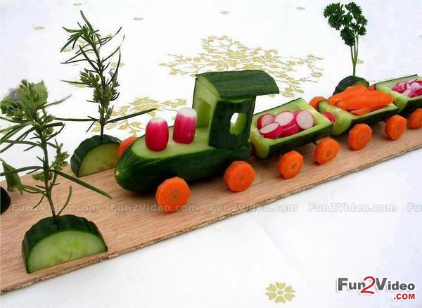 Vegetable Train Art Funny Image