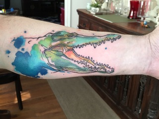 Watercolor Crocodile Tattoo On Forearm By Laura Bochet