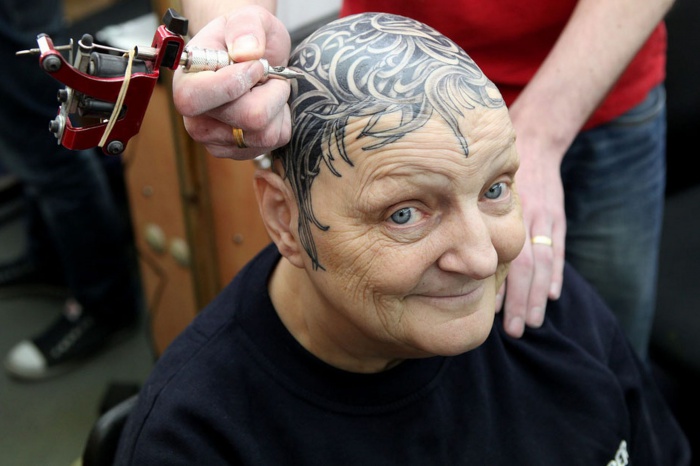 Weird And Funny Tattoo Head Picture