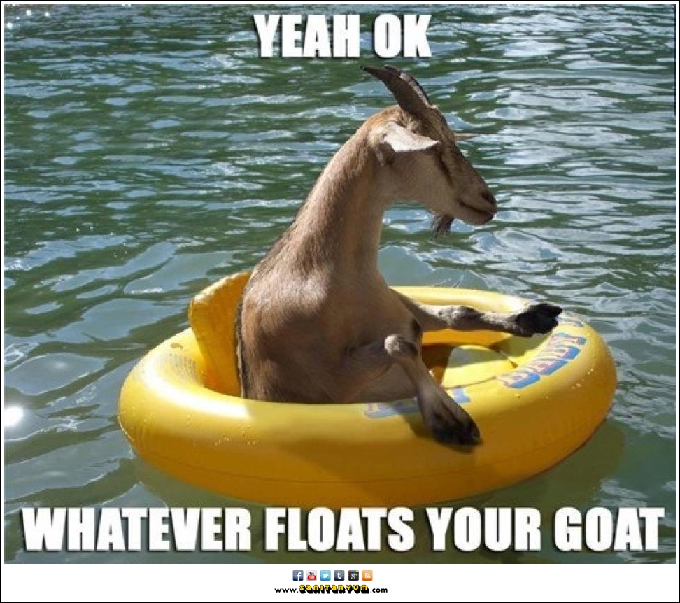 Whatever Floats Your Goat Funny Meme