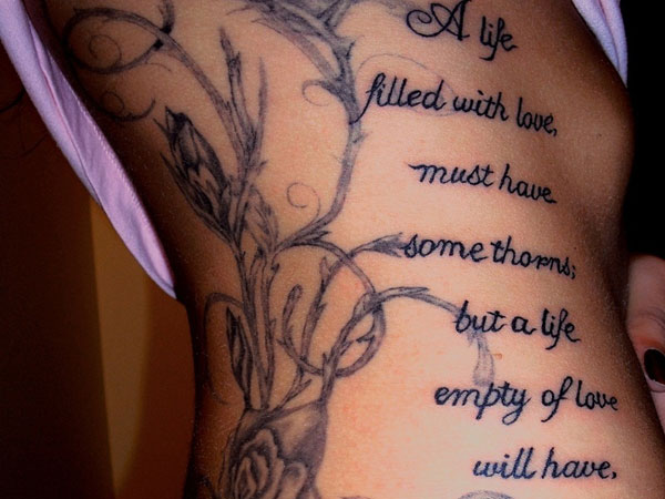 A Life Filled With Love Quote Rib Cage Tattoo