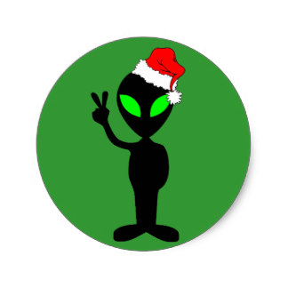 Alien With Santa Claus Hat Funny Picture