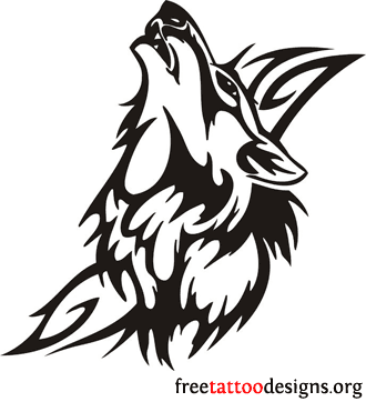 Amazing Black Tribal Howling Wolf Head Tattoo Design