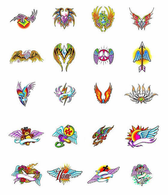 Amazing Colorful Wings Tattoo Flash