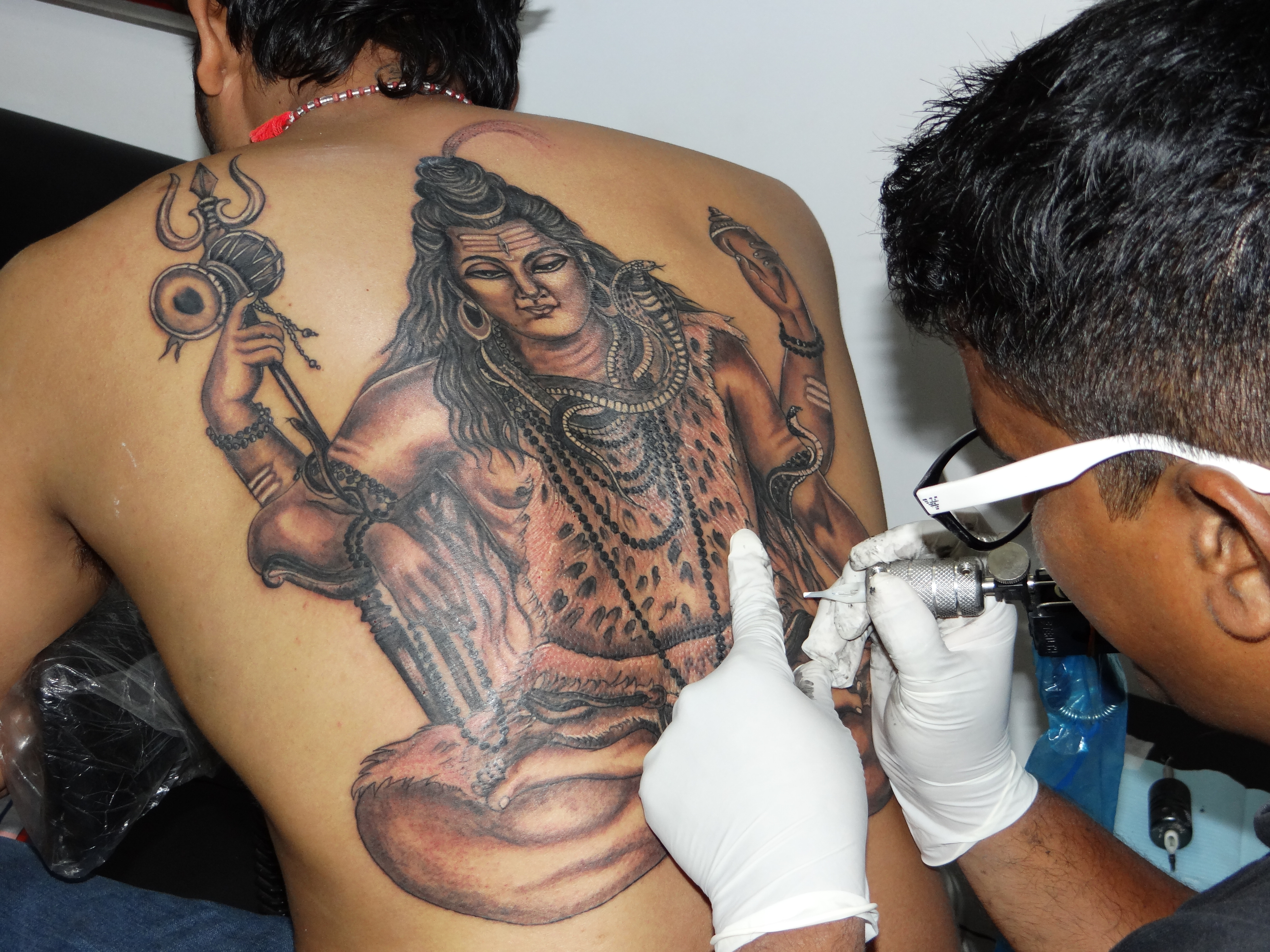 Amazing Lord Shiva Tattoo On Man Full Back