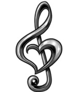 Awesome Black And Grey Treble Clef Heart Tattoo Design By Bailey Zwick
