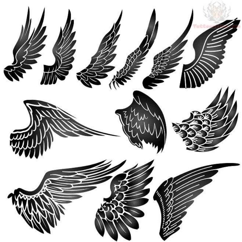 Awesome Black Wings Tattoo Flash