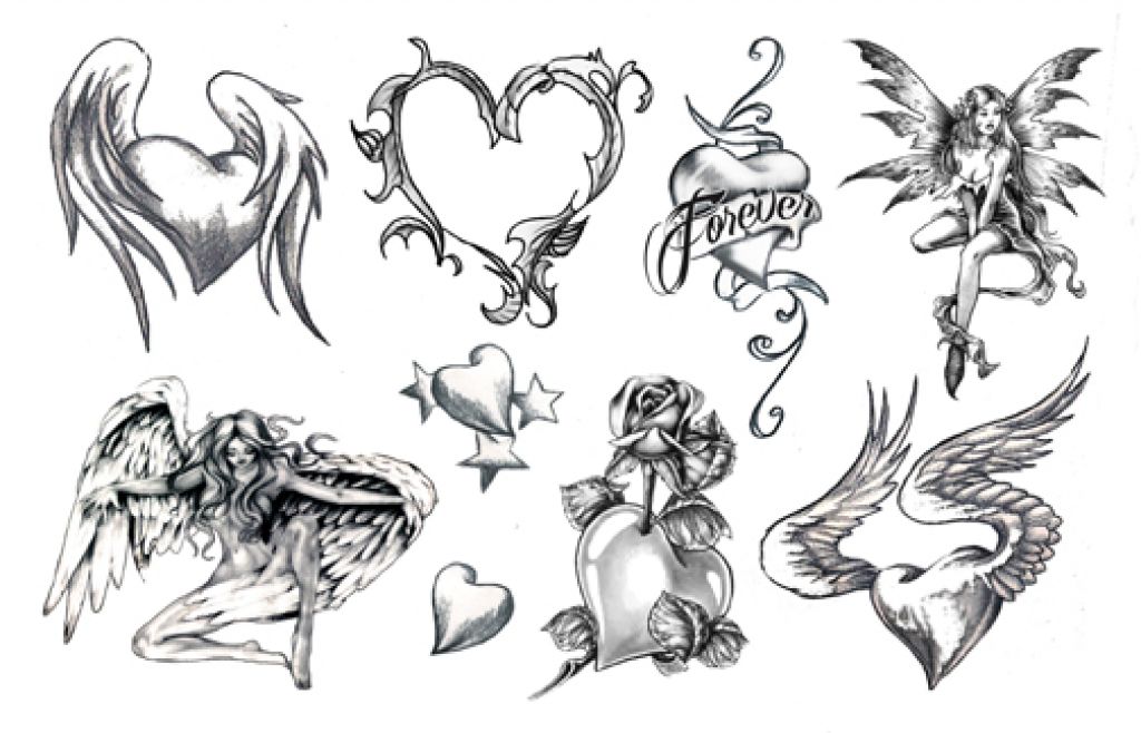 Awesome Heart With Wings Tattoo Flash