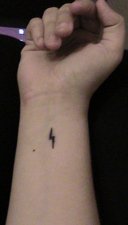 Black Harry Potter Thunderbolt Tattoo On Wrist
