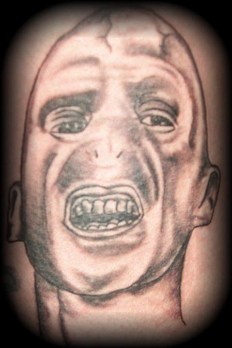 Black Ink Harry Potter Enemy Face Tattoo Design