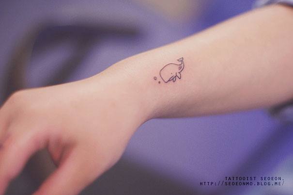 Black Outline Whale Tattoo On Side Wrist By Seoeon
