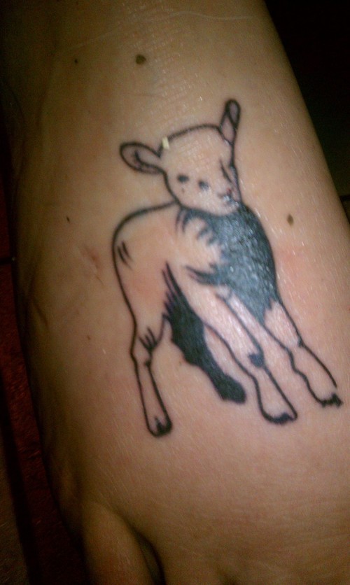 Black Sheep Lamb Tattoo On Foot