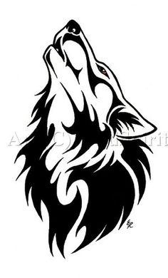 Black Tribal Black Wolf Tattoo Design Idea