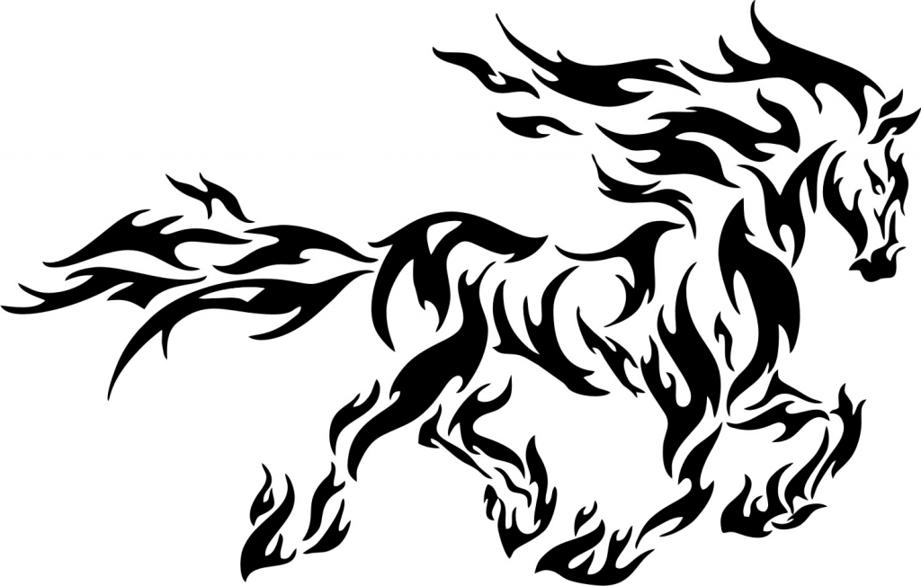 Black Tribal Horse Tattoo Design