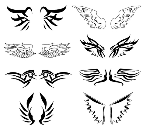Black Tribal Wings Tattoo Flash