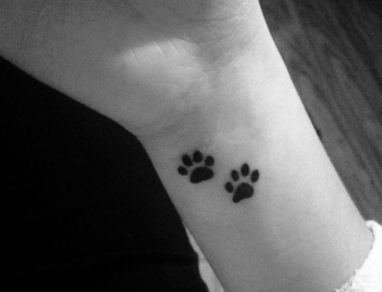 Black Two Leopard Paw Print Tattoo On Wrist