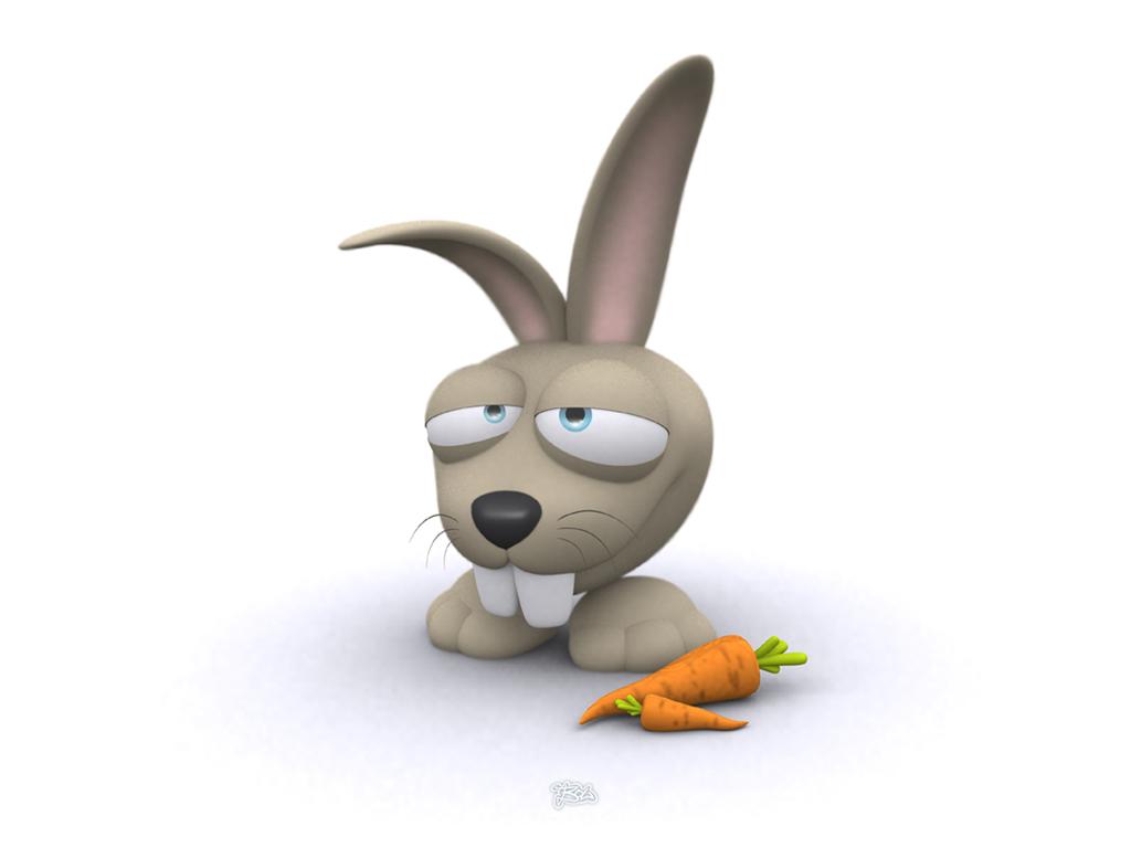 Bunny With Carrot Funny 3D Picture