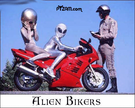 Funny Alien Bike Rider Picture