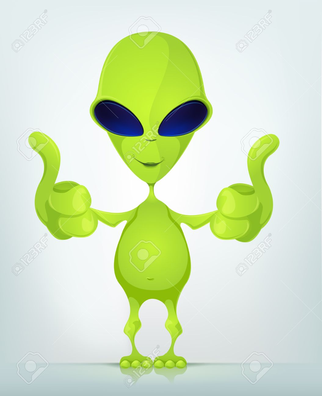 Funny Alien Cartoon Showing Thumb