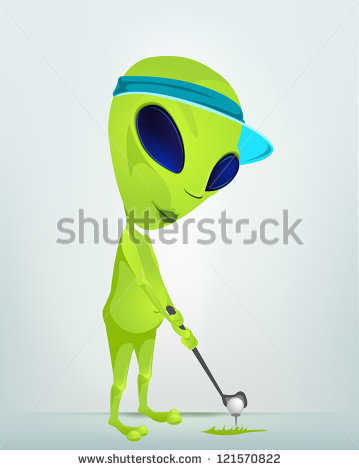 Funny Alien Playing Golf