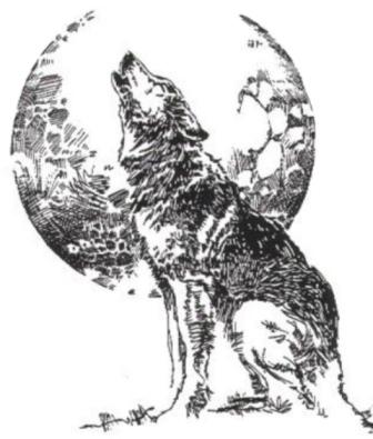 Half Moon And Wolf Tattoo Design