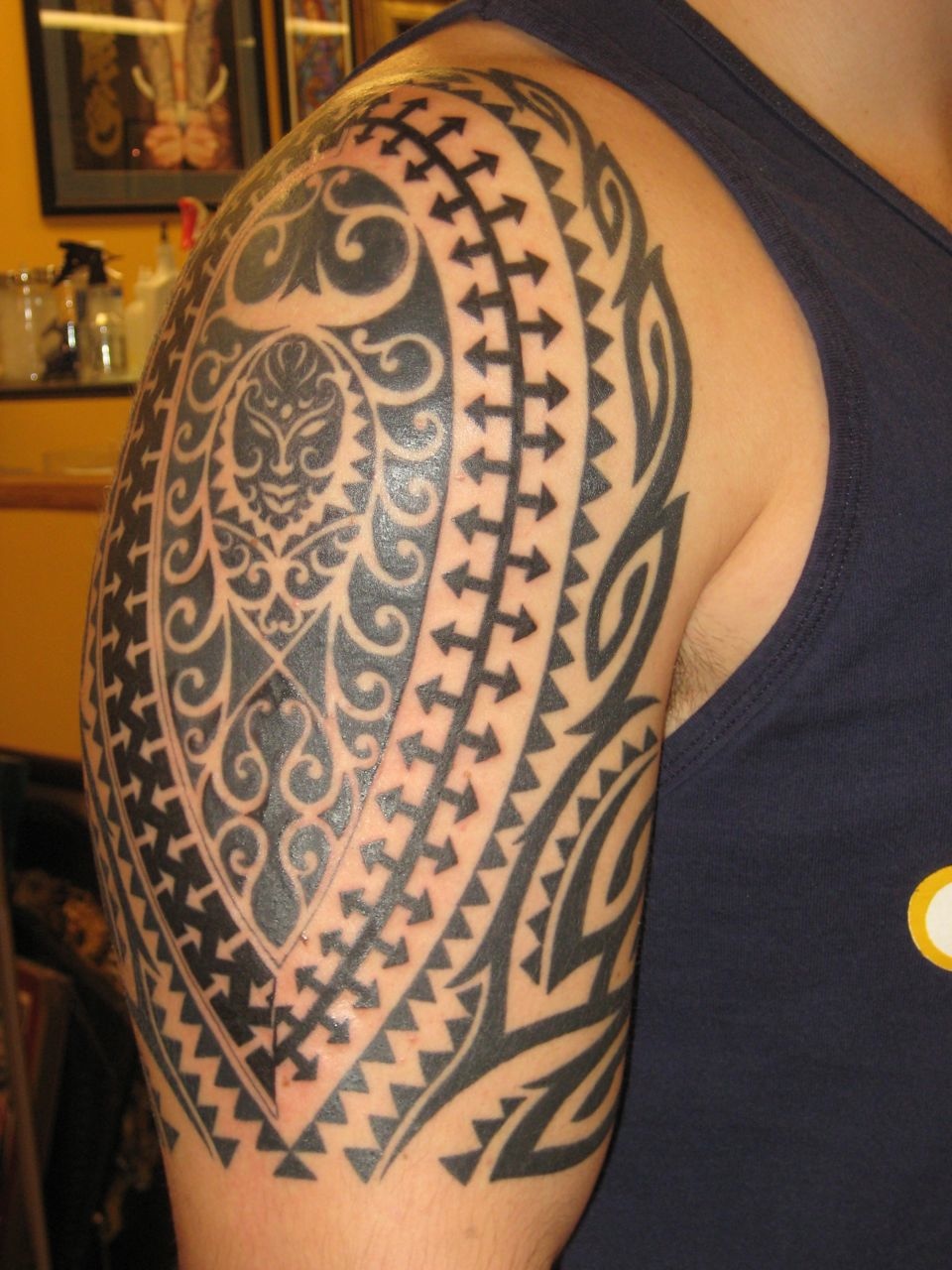 Half Sleeve Hawaiian Tribal Tattoo