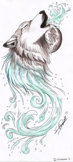 Howling Wolf Head Tattoo Design Sample